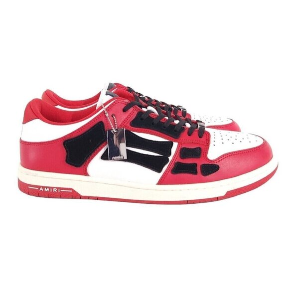 AMIRI Skel Skeleton Low-Top Leather Sneakers 48 US 15 Mens Black Red Defect New - Picture 4 of 16